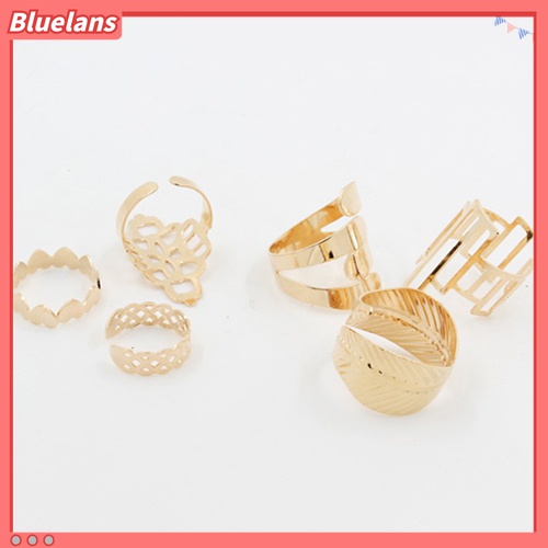 6pcs / Set Cincin Buku Jari Aneka Bentuk Warna Emas Untuk Wanita