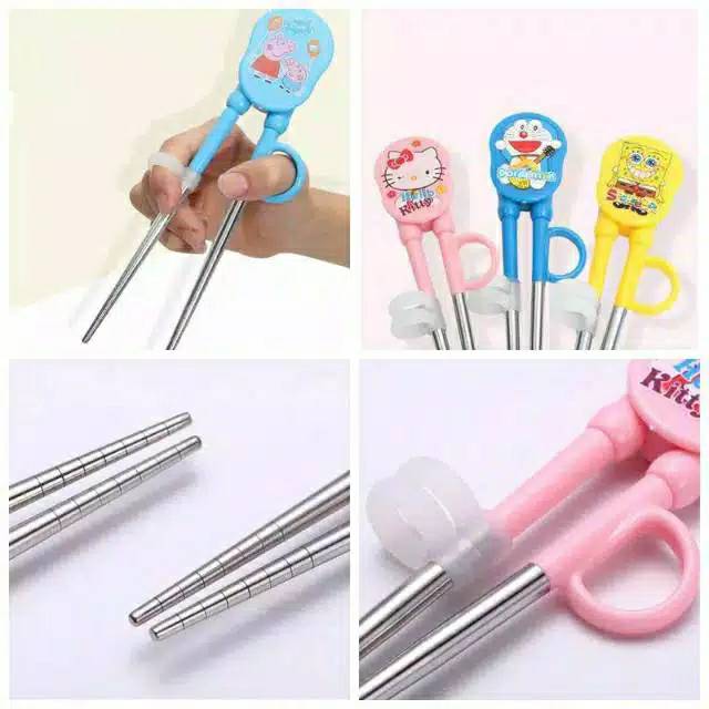 Misyaya - Sumpit Karakter Anak hello kitty doraemon / belajar training choopstick