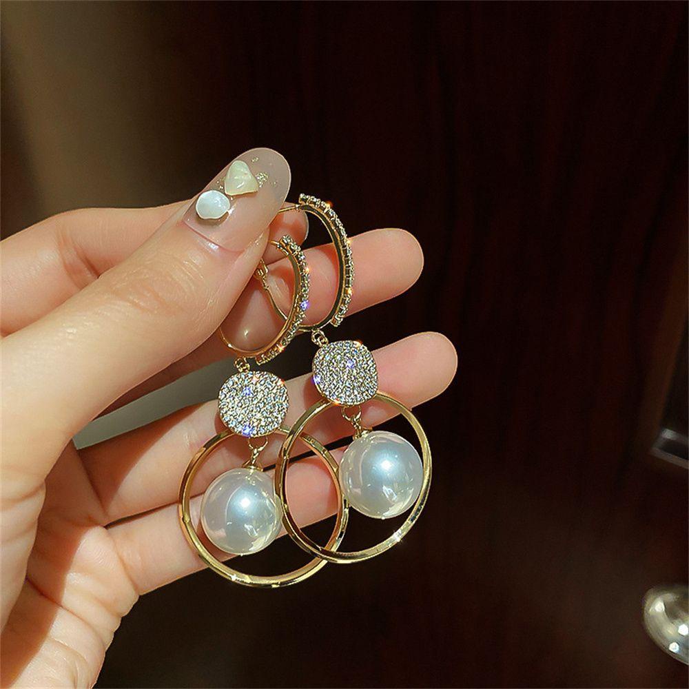 Top Oversized Earring Pernikahan Mutiara Imitasi Fashion Korea Stud Earrings