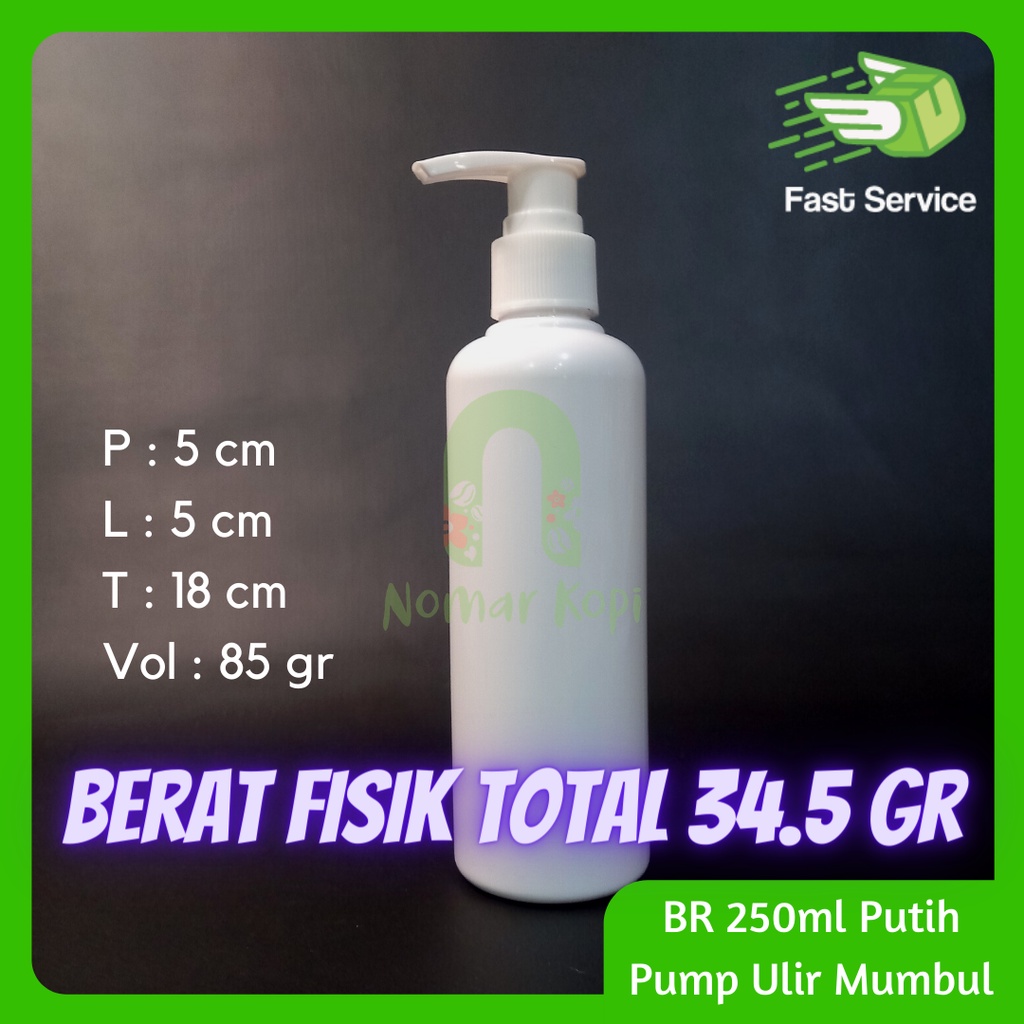 BOTOL PUMP 250ml PET HITAM TEBAL LOTION SHAMPOO SANITIZER SABUN