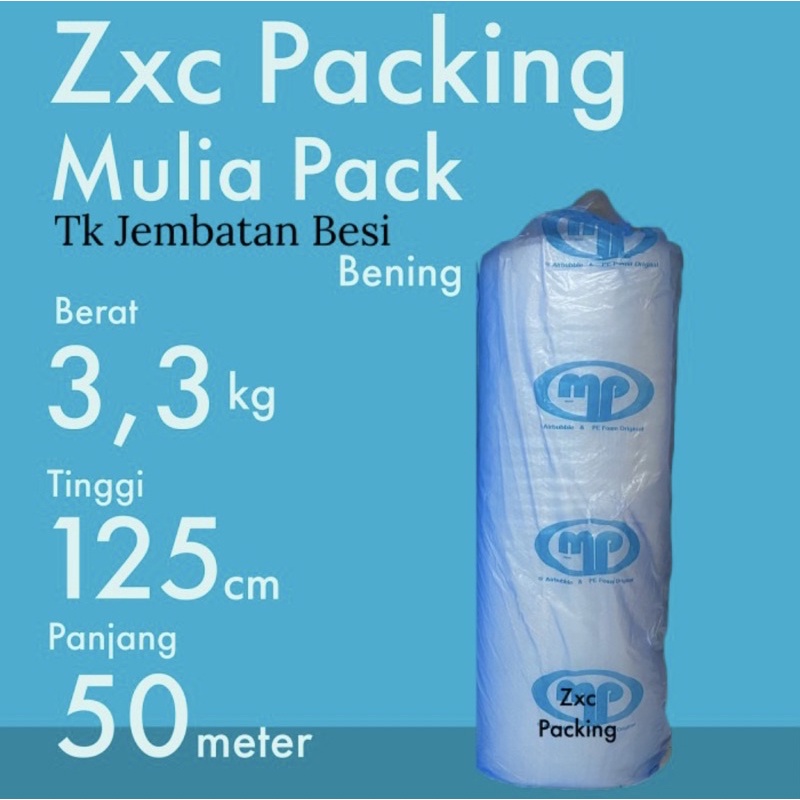 

MULIA PACK Bubble Wrap 3,3 kg 50m x 125cm Plastik MP Putih BENING Roll