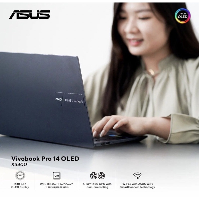 Asus Vivobook Pro K3400PH - OLED556 Core i5 Gen 11 Quiet Blue Garansi Resmi