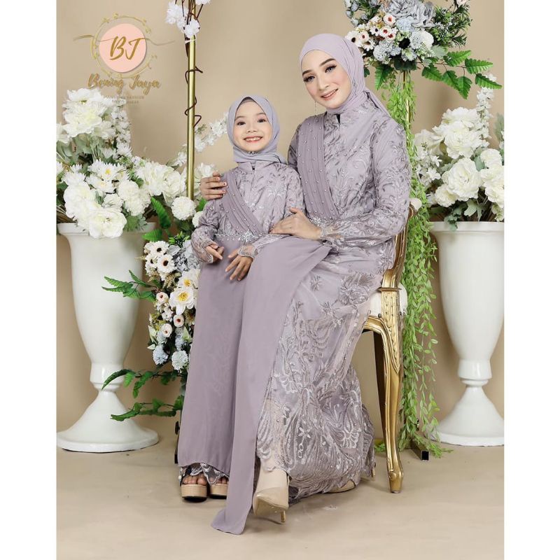 Permata Olshop / Kebaya Couple Ibu Anak Gamis Modern / Kebaya Modern / Gamis Pesta Mewah / Gamis Kebaya / Couple Kebaya Ibu dan Anak