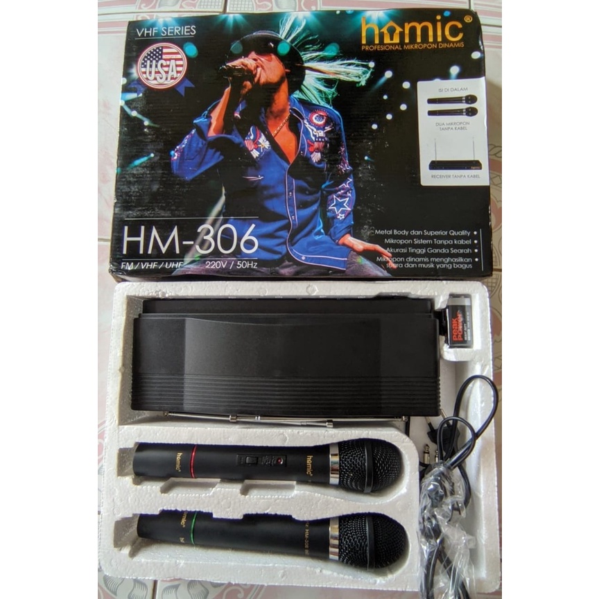 Mic / Microphone HOMIC Double Wireless HM-306 HM306 VHF Series