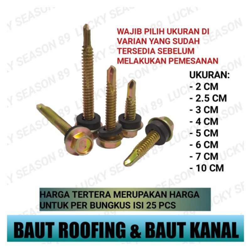 BAUT ROOFING HRG 25PCS/SEKRUP ROOFING/BAUT BAJA RINGAN/BAUT ROOFING