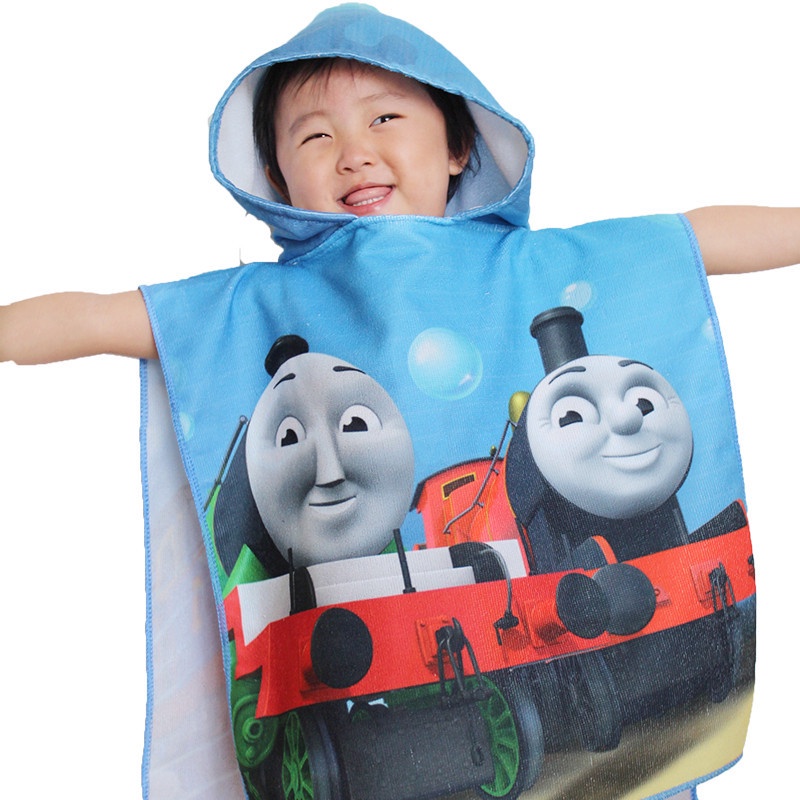 Handuk anak mandi berenang 60*60 poncho towel Hoodie karecter impor Thomas sofia-2