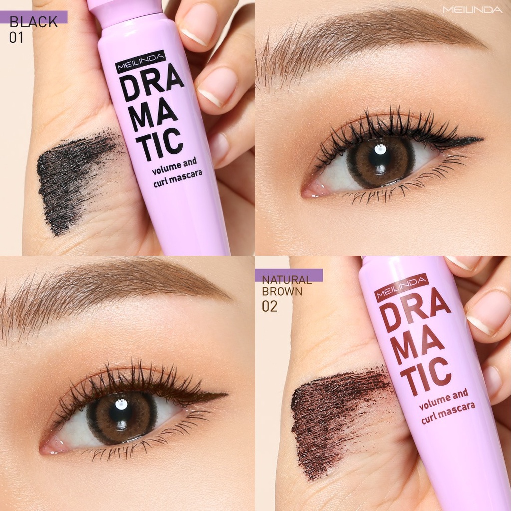 Meilinda Dramatic Volume And Curl Mascara | Maskara Meilinda 2 warna Tahan Lama Memanjangkan Bulu Mata