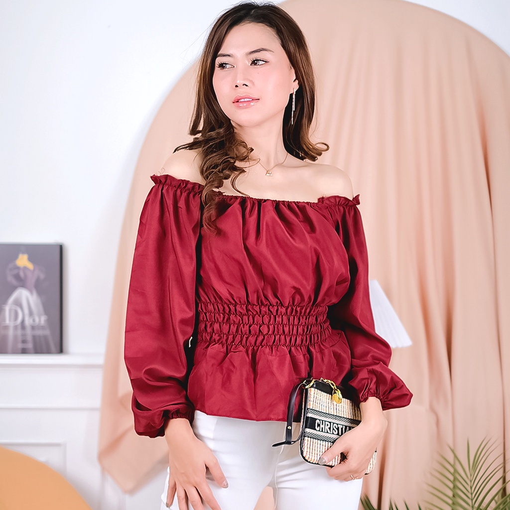 Tq88indonesia Fashion Blouse Wanita Terbaru / Blouse Neploe / Baju Santai Cewek /Baju  Atasan Polos Wanita / Ootd Terbaru / Outfit Citayam