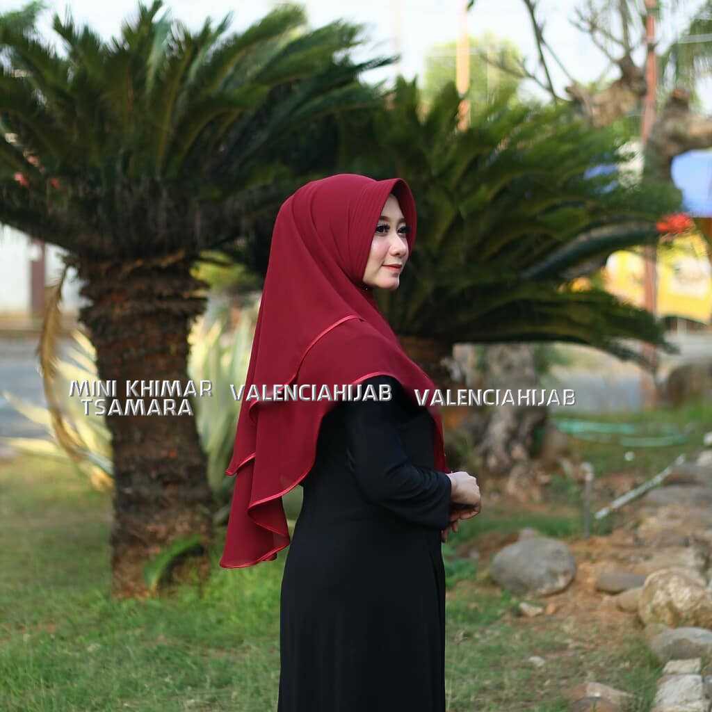 Khimar Instan Pet Simple Antem Valencia Marun ( Jilbab Instan/Kerudung Simple Ceruty )