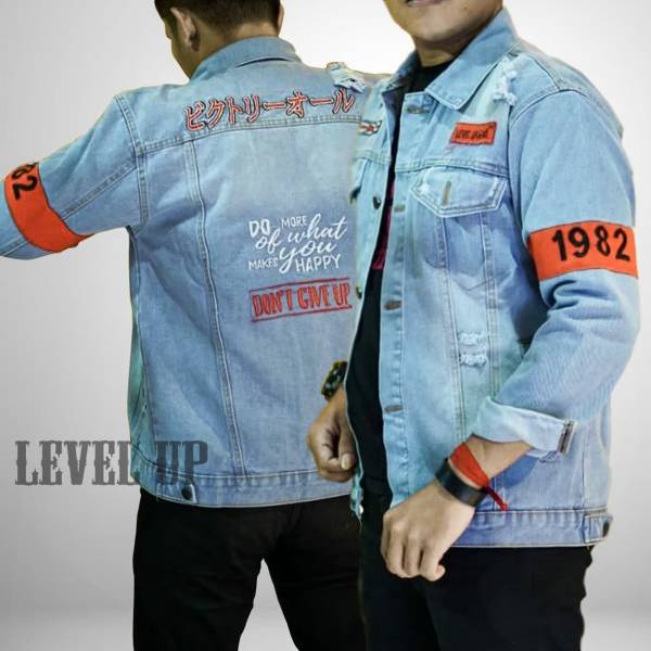 Jaket Jean Pria  Wanita Sobek Logo Bordir//  Jaket Denim Pria Jaket Terbaru //Jaket Jeans Sobek Japa