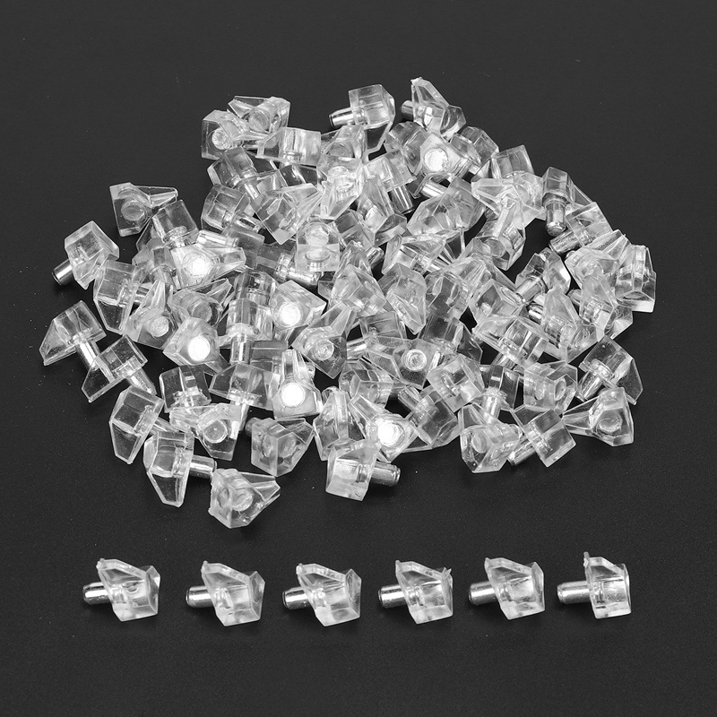 100 Pcs Clear Shelf Support Pegs -5 mm Cabinet Shelf Clips,Shelf Holder Pins Bracket Steel Pin for Cabinet Furniture