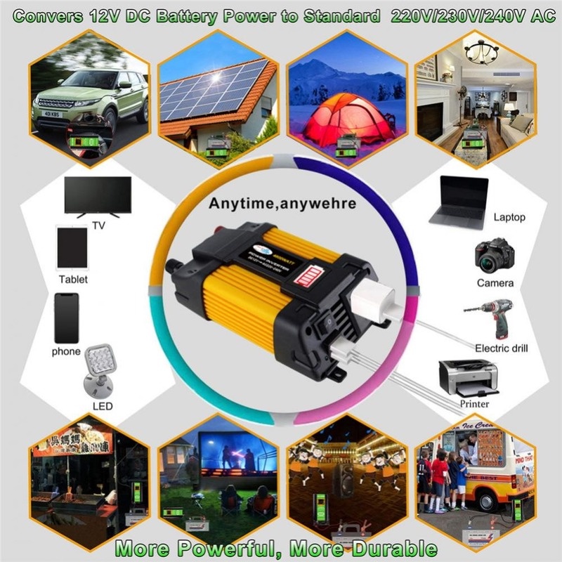 4000w Power inverter dual usb dengan display led untuk DC 12V to AC 220V mobil inverter tenaga surya