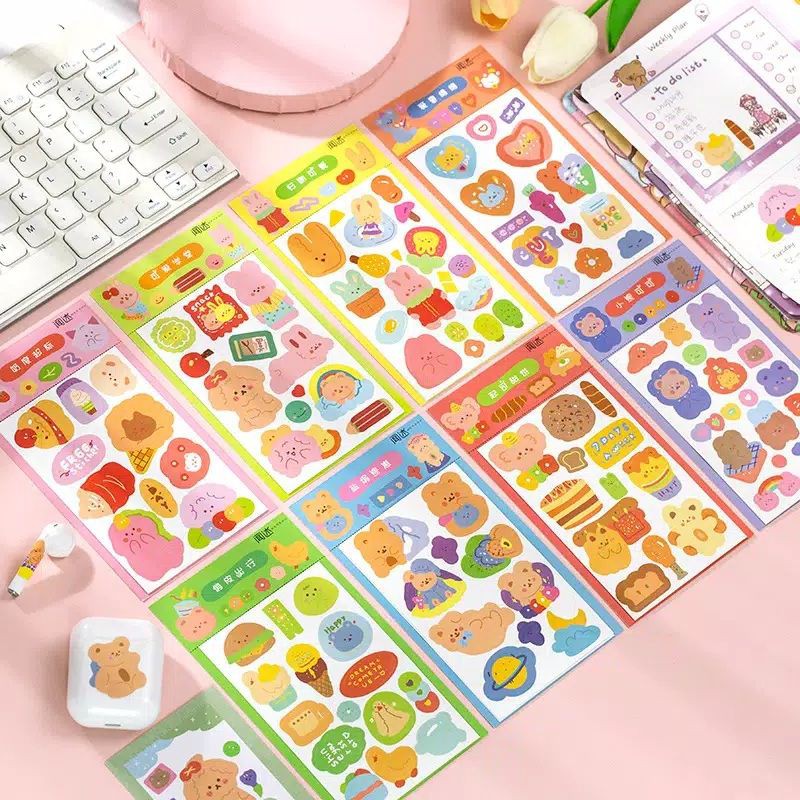 

2 pcs sugar stickers bear diary decoration supplies