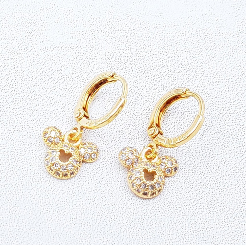 RAKA Acc - Earrings Anting Clip / Klip MICKEY MOUSE Bulat Tengah Xuping Gold Silver Perhiasan 087