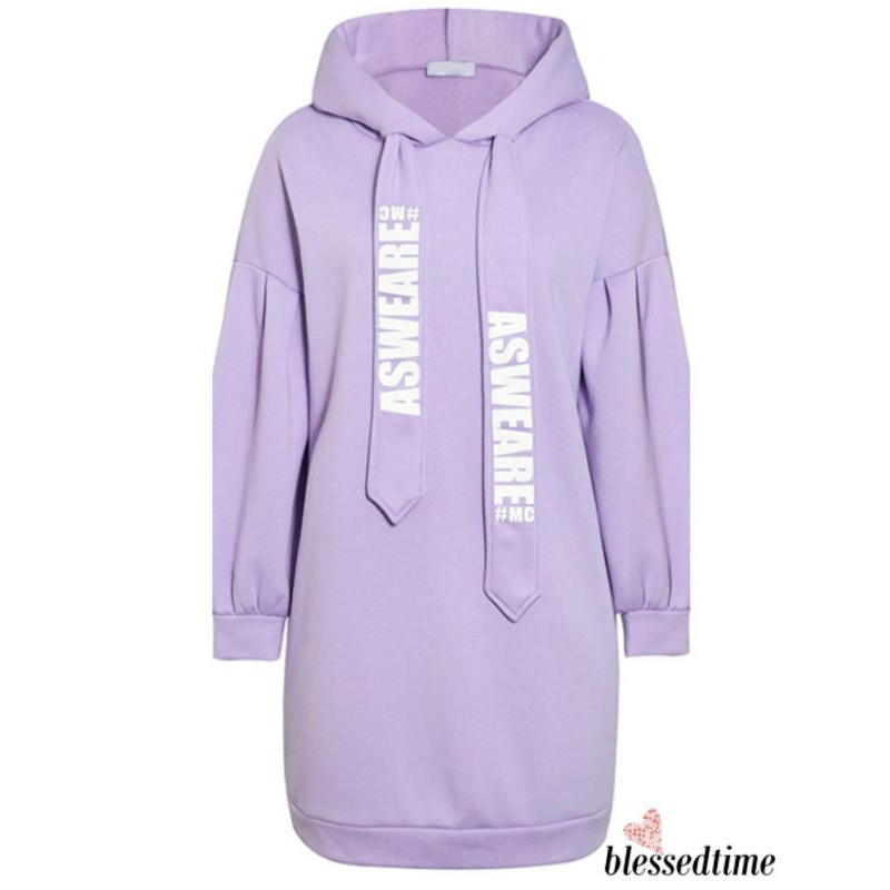 sweater hoodie oversize tali sablon lilac (sablon)