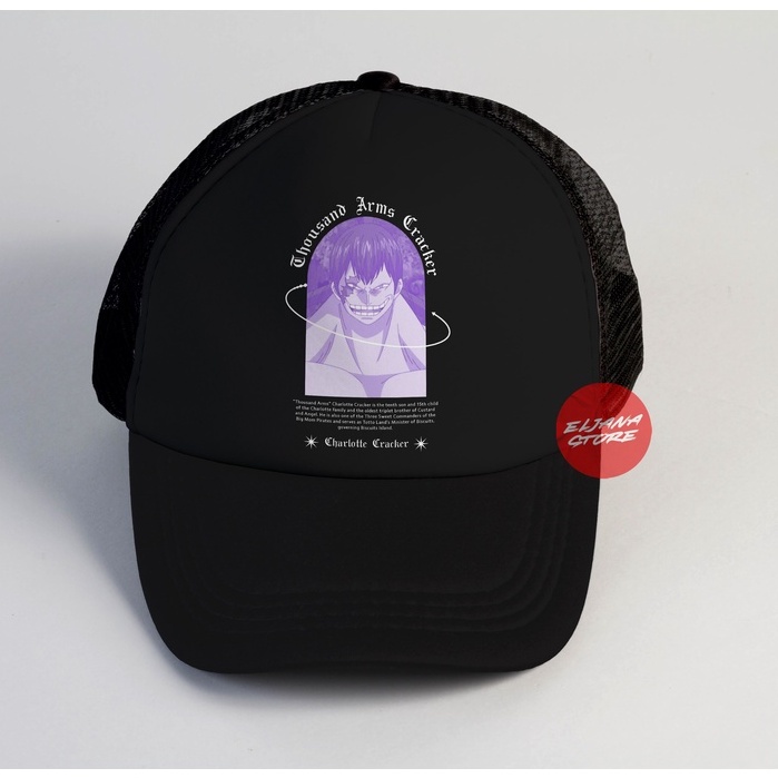Crackers One Piece / Topi Anime / Demon Slayer / Topi Jaring Distro / Topi Premium / Topi Sablon / Elcustom