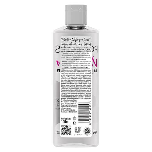 POND'S Micellar Water untuk Kulit Berjerawat dan Berminyak, Vitamin &amp; Charcoal 100 ml