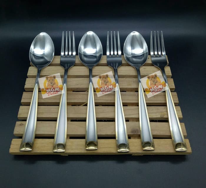 EDGE - Garpu Makan lis Emas Dinner Fork Gold Garpu makan tebal