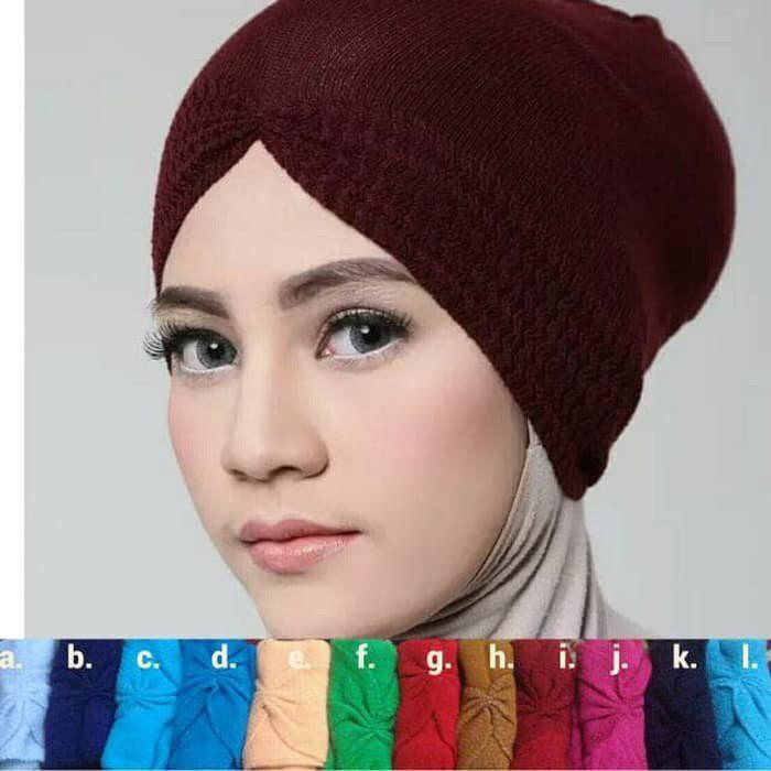 Bandana Ciput Kerut Rajut Premium Anti Pusing Inner Hijab Model Kupluk Kerut DALAMAN CIPUT RAJUT KUP