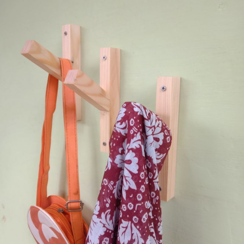 Wooden wall hook | gantungan baju | cantelan kayu |  hanger kayu dinding