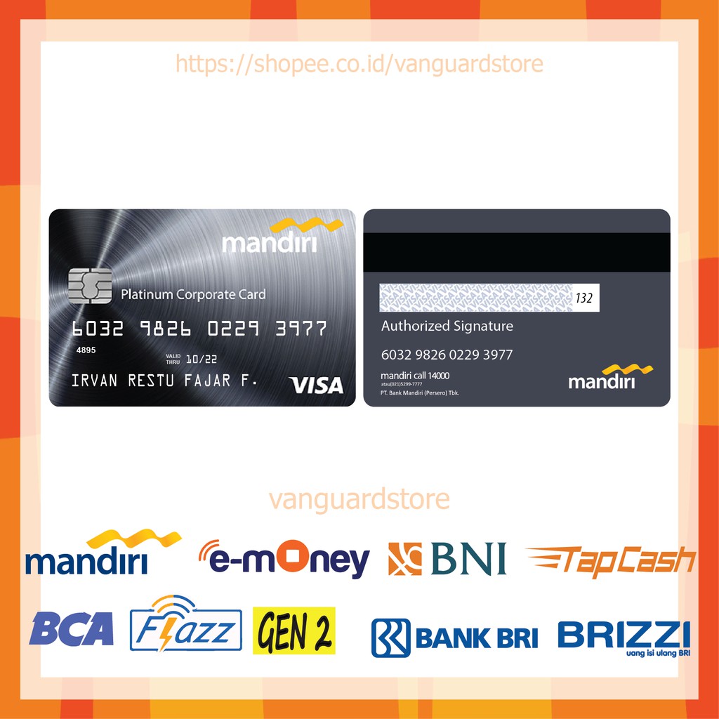 KARTU E MONEY E TOLL DESIGN MANDIRI VISA 15 EMONEY MANDIRI FLAZZ BCA BNI TAPCASH BRIZZI BRI - 2 SISI