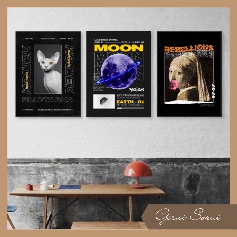 [Hiasan Dinding] POSTER AESTHETIC BLACK WALL DECOR