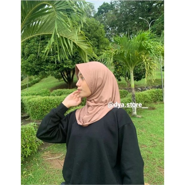JILBAB SPORT - Hijab Sporty / Hijab Instant / Hijab Sporty Olah Raga Spandek Bergo Polos-Mocca
