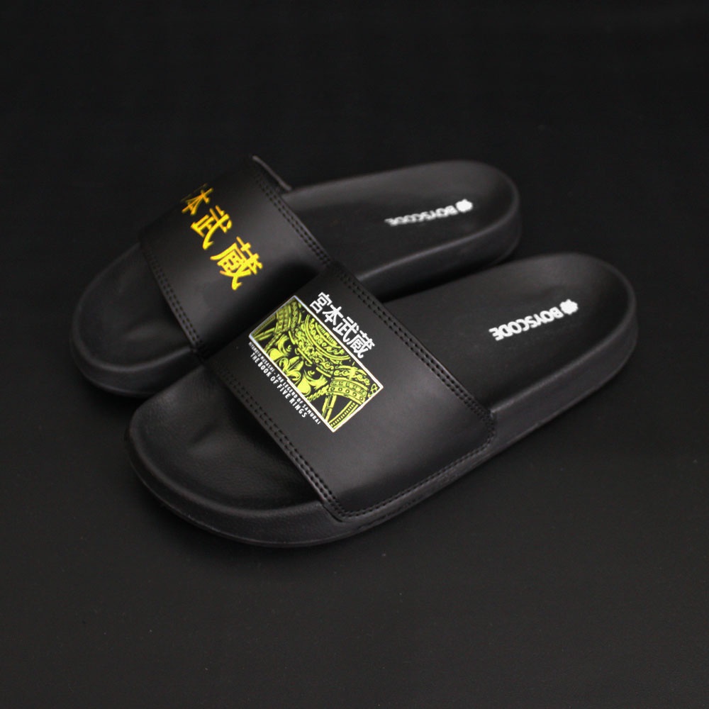 Sendal Selop Pria Wanita Distro Boyscode Samurai Ninja Miyamoto Musashi / Sendal Slip On Pria / Sendal Slide Pria