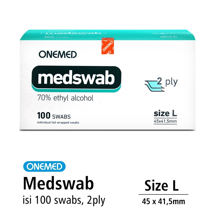 MED SWAB TISSUE ALKOHOL 2PLY ISI 100pcs - ONEMED