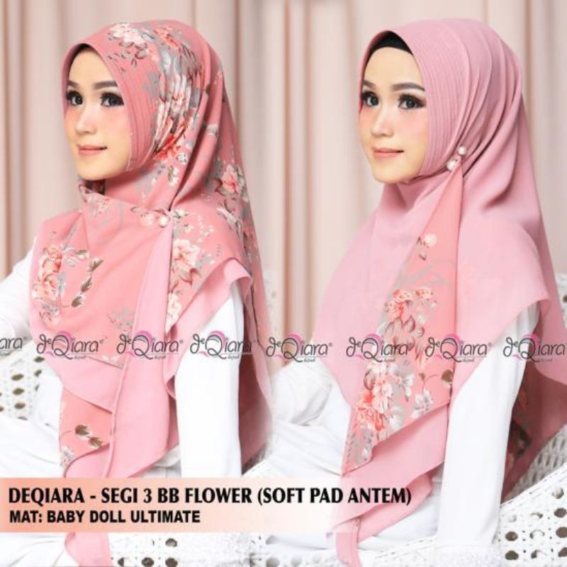 BOBAL FLOWER RATU Jilbab Instan Segi 3 (Bolak Balik) Original Deqiara Hijab