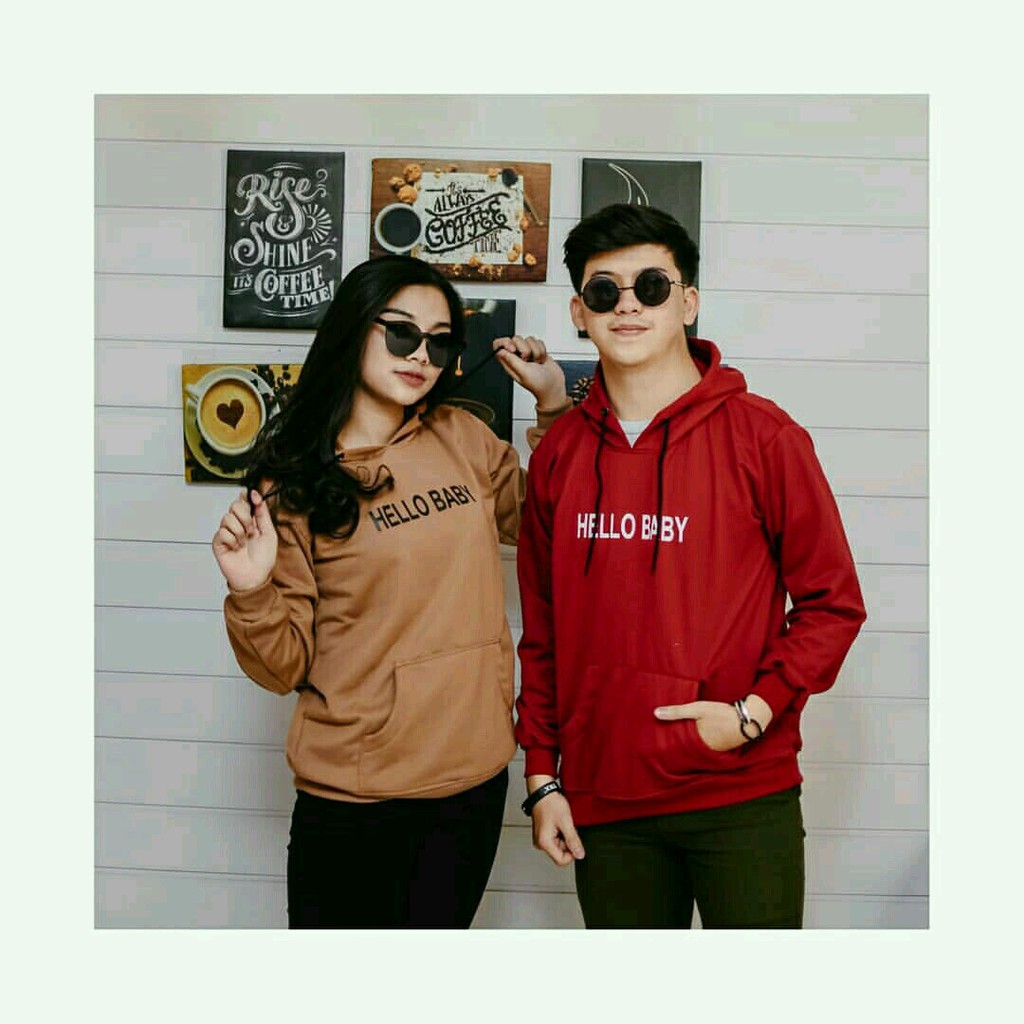 Hoodie Sweater HELLO BABY bisa untuk Pria/Wanita/Couple