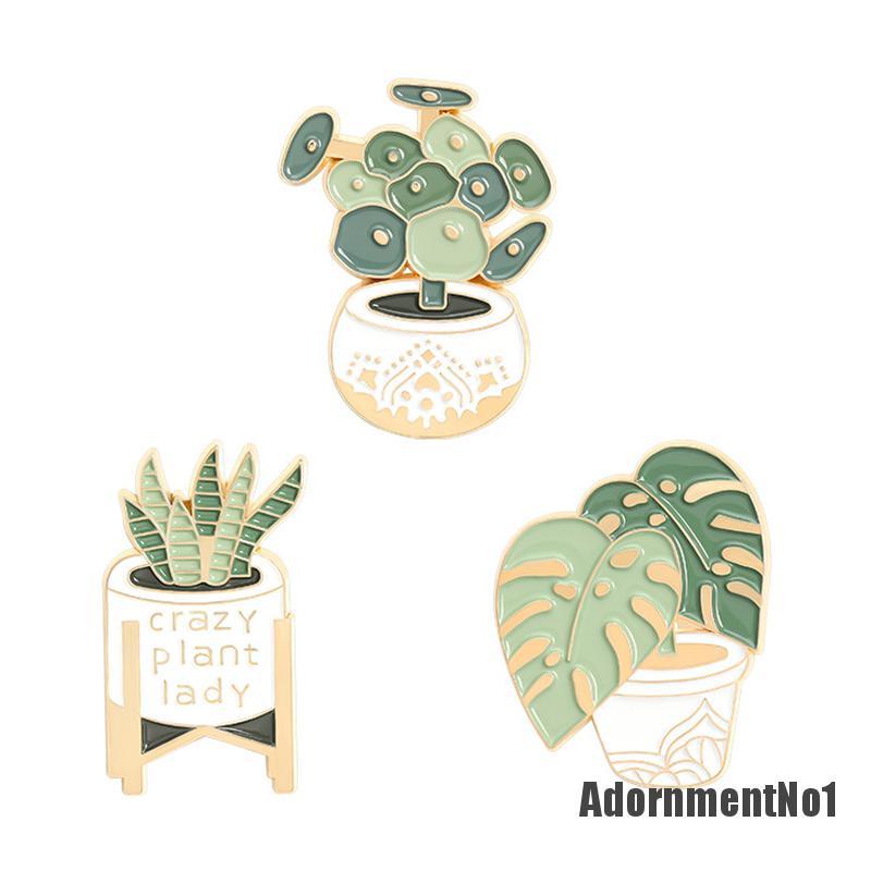 (Adornmentno1) Bros Pin Enamel Bentuk Pot Tanaman Untuk Aksesoris Pakaian / Tas