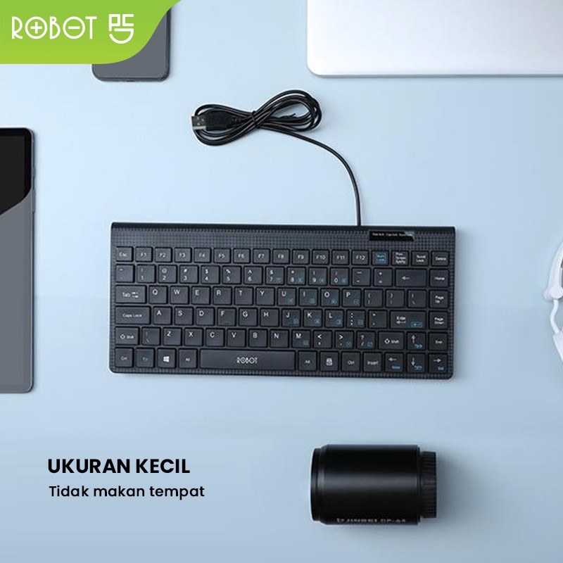 (VROFFSTORE) ROBOT Portable Mini Wired Keyboard RK10 RK 10 Ultra-Thin Garansi Resmi 1 Tahun