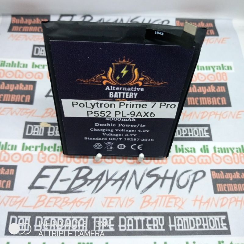 Batrai Modif Polytron Prime 7 Pro PL-9AX6 Batre PL9AX6 Persamaan Baterai