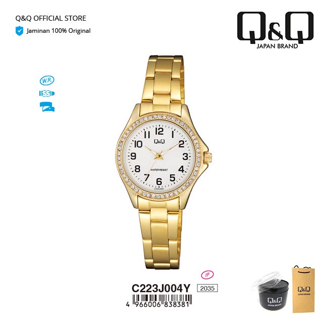 Q&Q QnQ QQ Original Jam Tangan Wanita Fashion Analog Stainless Steel - C223 C223J Water Resist 3 BAR