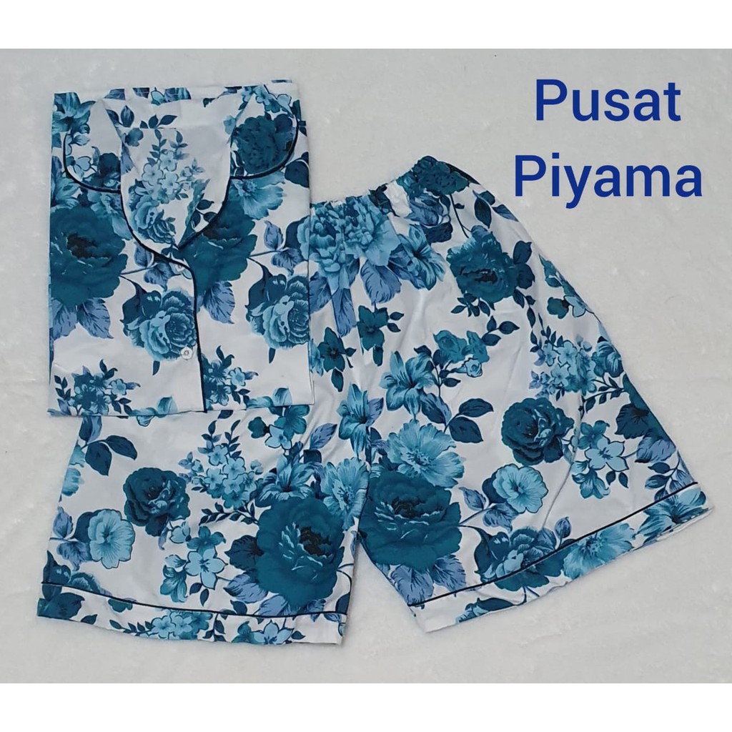 Setelan Piyama Baju Tidur Wanita Motif Bunga Mawar Tangan Pendek CP Pajamas Cewek Dewasa kekinian