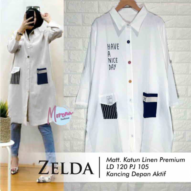 ZELDA TUNIK KATUN LINEN PREMIUM KANCING DEPAN AKTIF