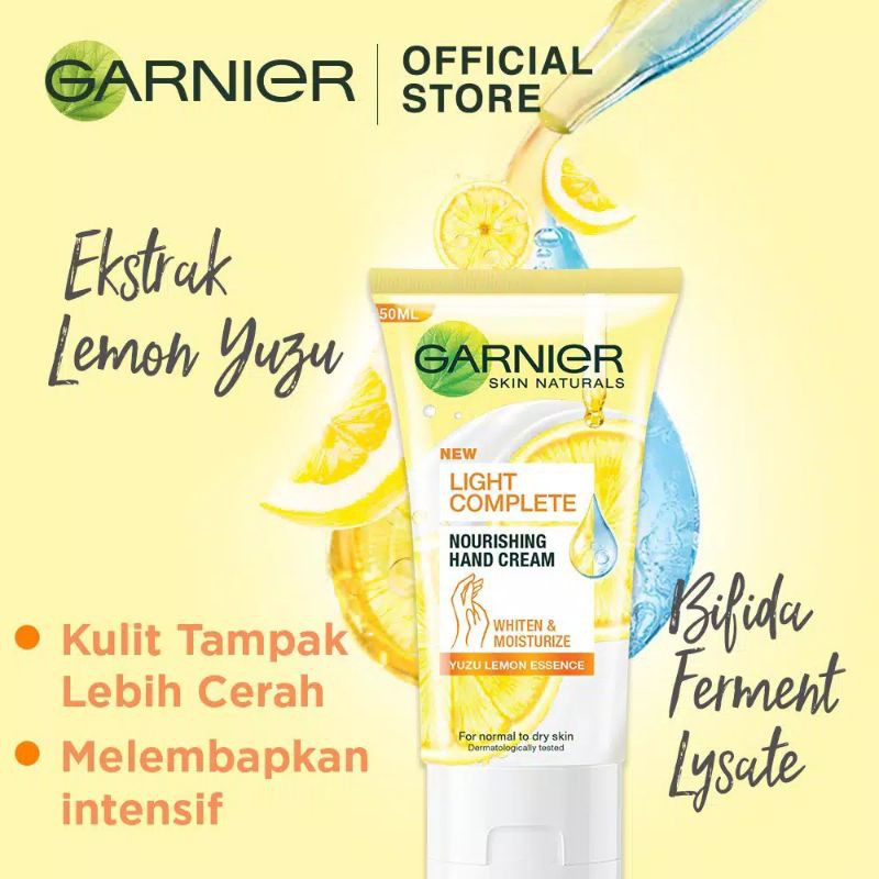 GARNIER HAND CREAM 50ml / PELEMBAB TANGAN GARNIER / GARNIER HANDCREAM / MELEMBABKAN / MENGHALUSKAN