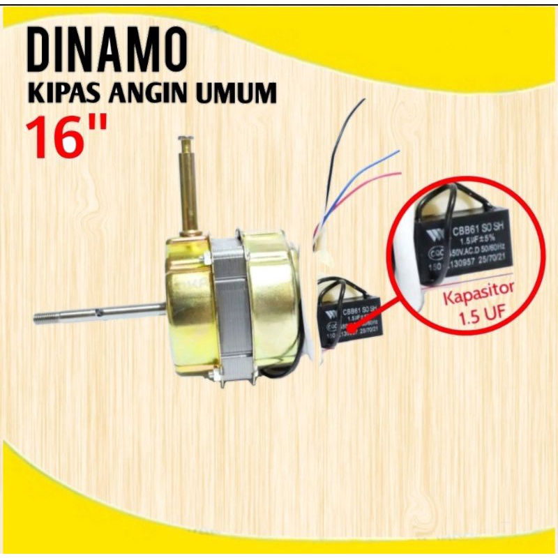 Dinamo kipas angin universal standfan body kuning 1,5uf