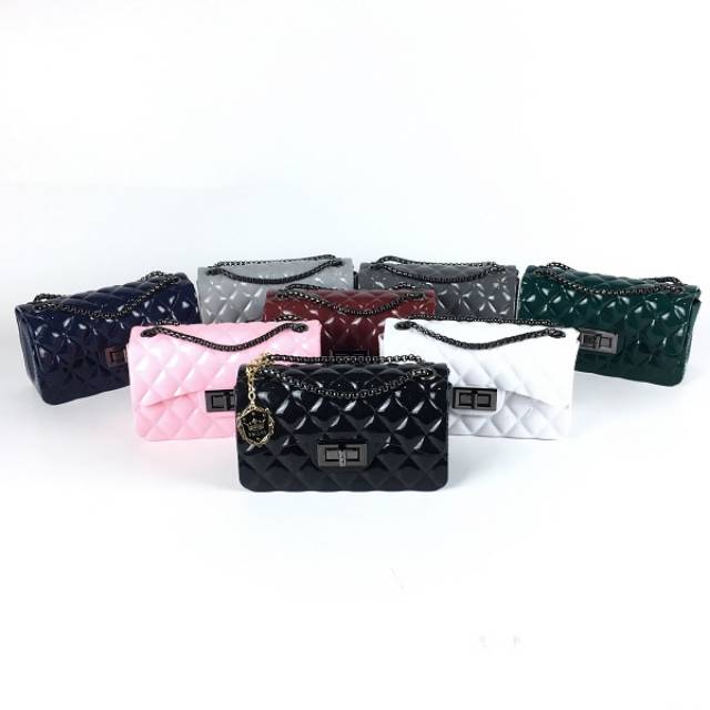 BTH1080A Tas Jelly Glossy VALENS ORIGINAL Rantai Hitam