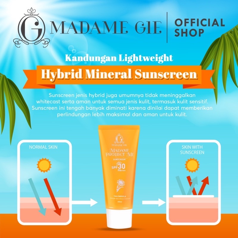 MADAME GIE Madame Protect Me Sunscreen SPF 30 PA +++ With Calendula - Skincare Sunblock Madamegie