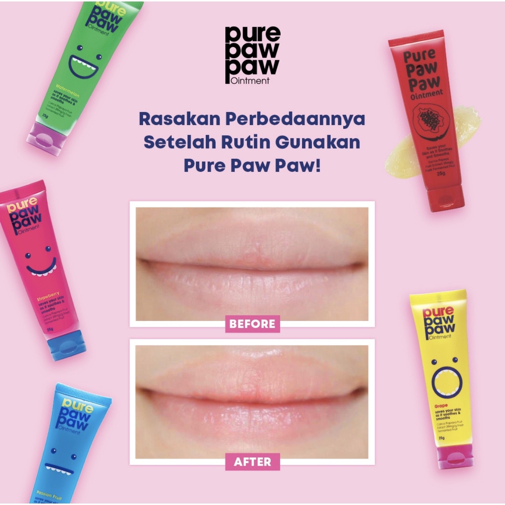 PURE PAW PAW OINTMENT Original Red Pelembab Bibir Kulit Kering Kutikula Luka Ringan Gatal 25Gr