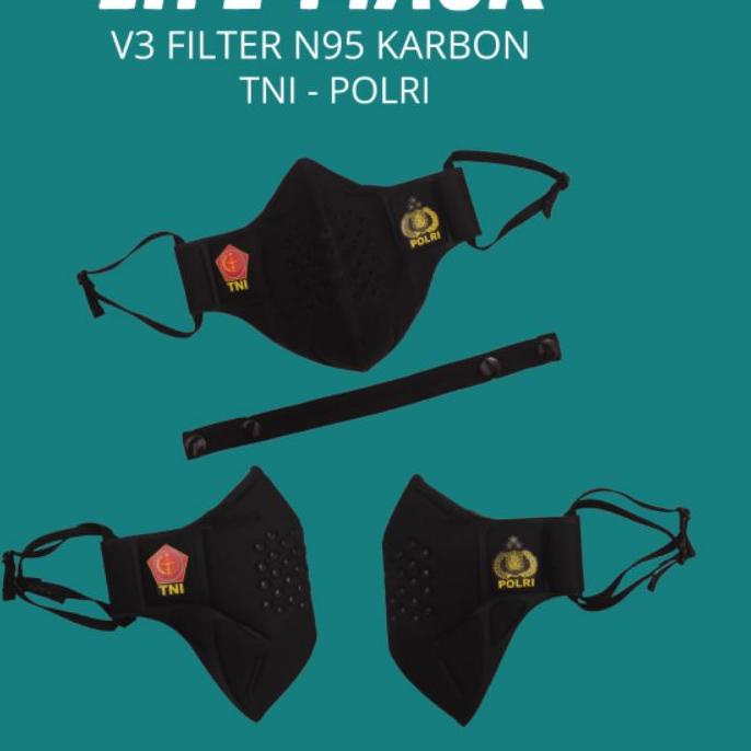 Trendy MASKER  LIFEMASK TNI POLRI V3 FILTER N95 KARBON AKTIF