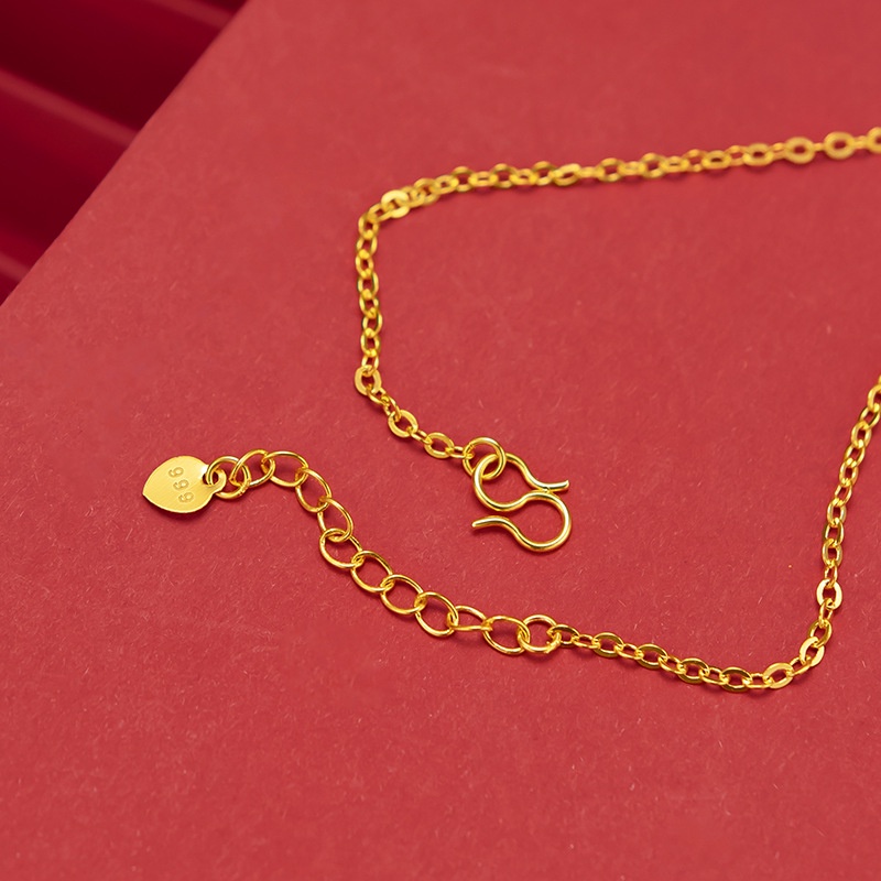 Perhiasan Gelang Emas Asli Kadar 375Dengan Liontin Daun Clover Gaya Korea Untuk Wanita