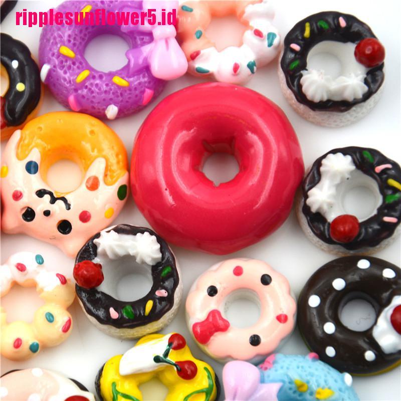 10pcs Miniatur Donat Bahan Resin Untuk Case Handphone