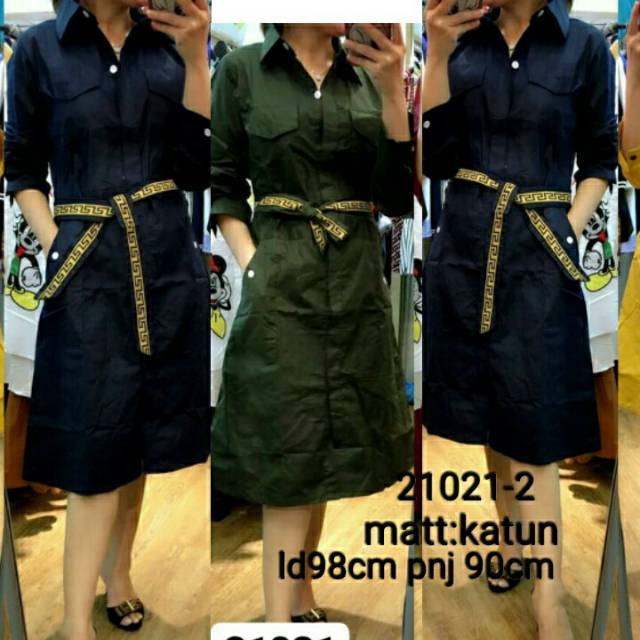 Dress Casual Korean Import Dress polos tali fendi sk 21021-2