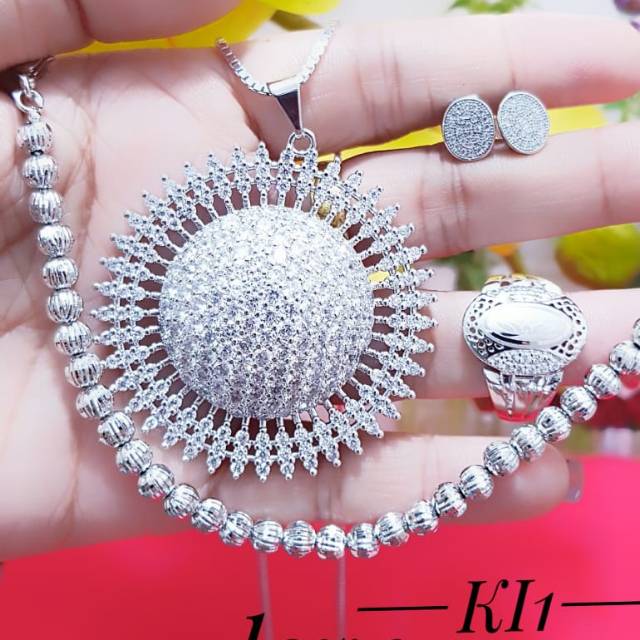 Xuping set perhiasan kalung matahari silver lapis emas putih