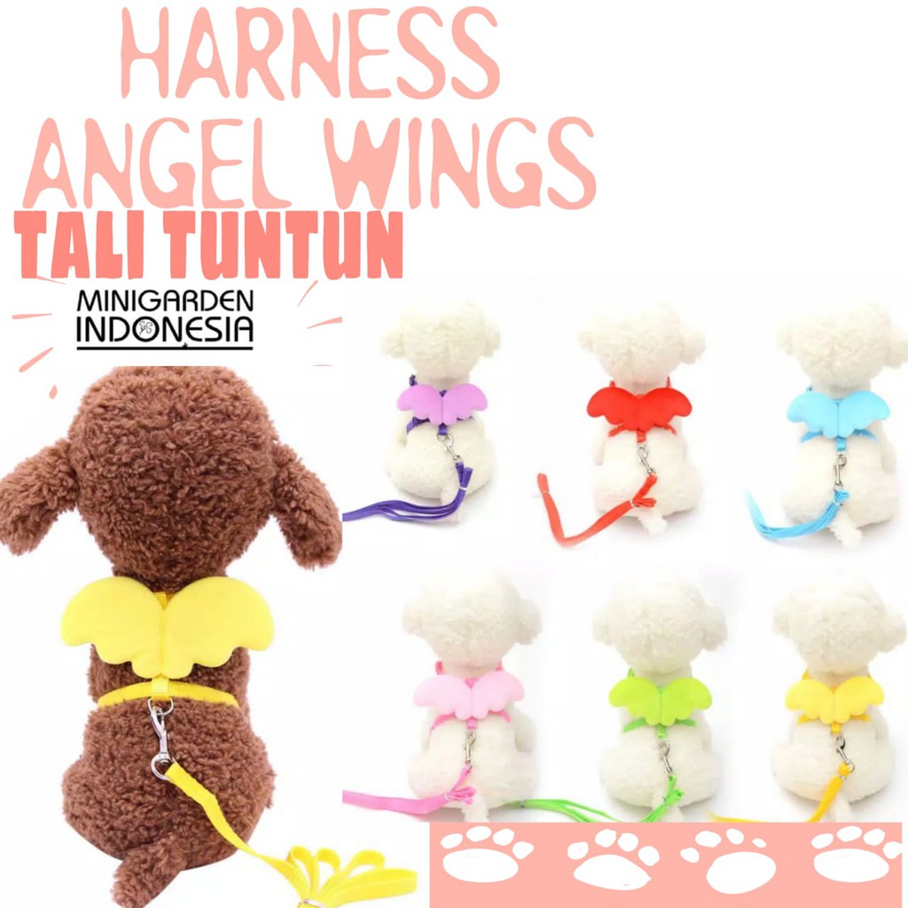 TALI TUNTUN MOTIF SAYAP MALAIKAT harness angel wings anjing kucing pet accessories adjustable