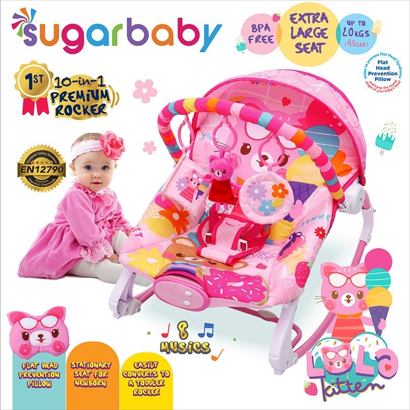 SUGAR BABY Premium Rocker 10 in 1 - SUGAR BABY Bouncer bayi