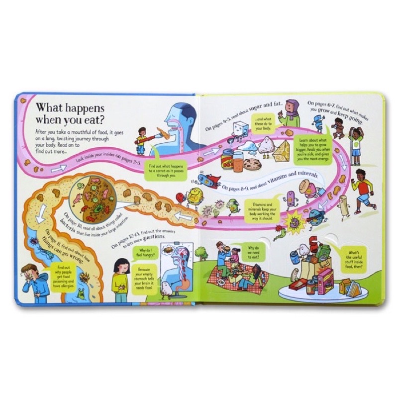 Usborne Look Inside What Happens When You Eat Imported Book Buku Edukasi Impor Anak Hard Cover Pages Kado children education Food Body